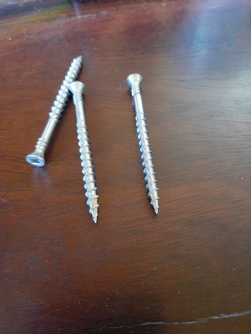 Stainless steel deck screws with Robertson head